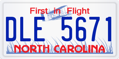 NC license plate DLE5671