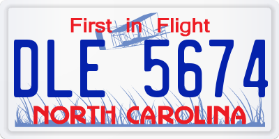 NC license plate DLE5674