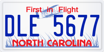 NC license plate DLE5677