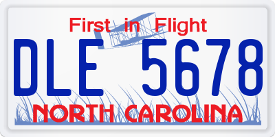 NC license plate DLE5678