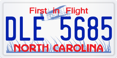 NC license plate DLE5685