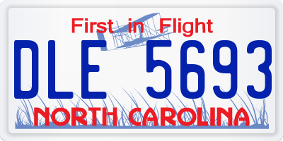 NC license plate DLE5693