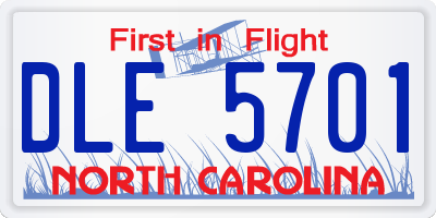 NC license plate DLE5701