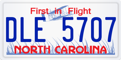 NC license plate DLE5707