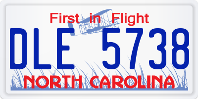 NC license plate DLE5738