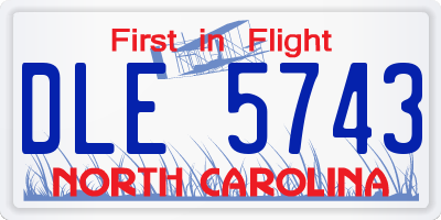 NC license plate DLE5743