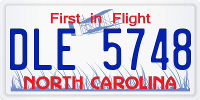 NC license plate DLE5748