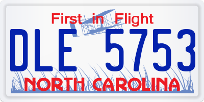 NC license plate DLE5753
