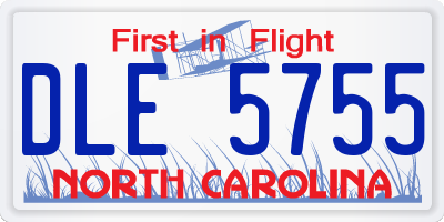 NC license plate DLE5755