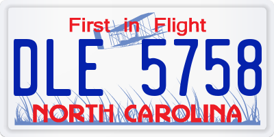 NC license plate DLE5758