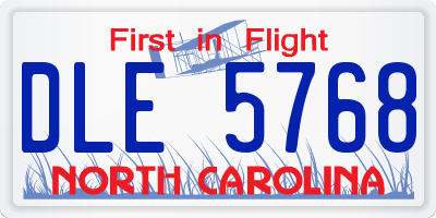 NC license plate DLE5768