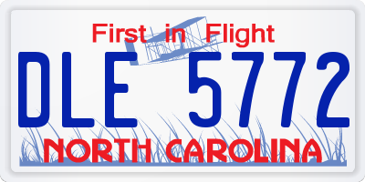 NC license plate DLE5772