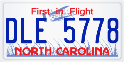 NC license plate DLE5778