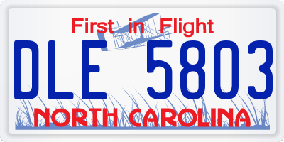 NC license plate DLE5803