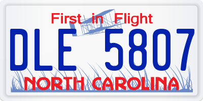 NC license plate DLE5807