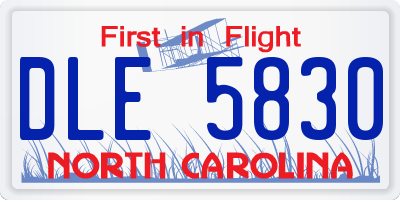NC license plate DLE5830