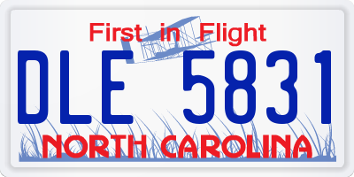 NC license plate DLE5831