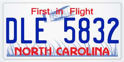 NC license plate DLE5832