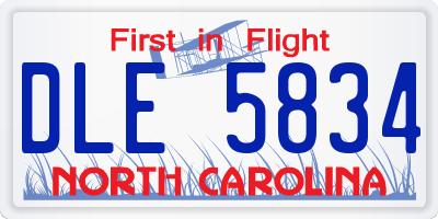 NC license plate DLE5834