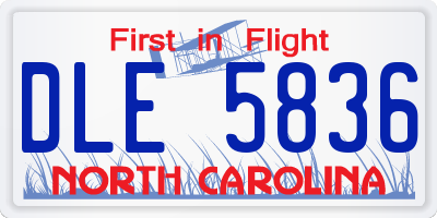 NC license plate DLE5836
