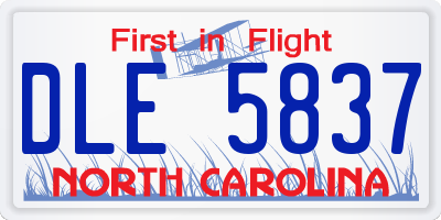 NC license plate DLE5837