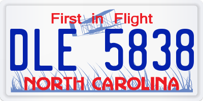 NC license plate DLE5838