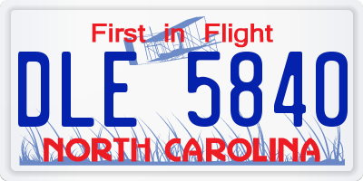 NC license plate DLE5840
