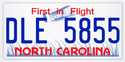 NC license plate DLE5855