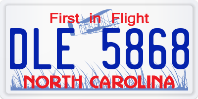 NC license plate DLE5868