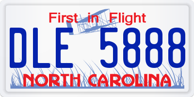 NC license plate DLE5888