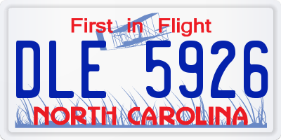 NC license plate DLE5926