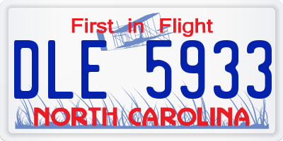 NC license plate DLE5933