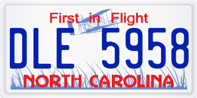 NC license plate DLE5958