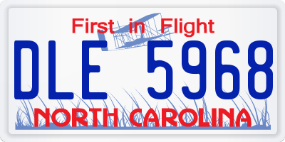 NC license plate DLE5968