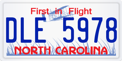 NC license plate DLE5978
