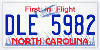 NC license plate DLE5982