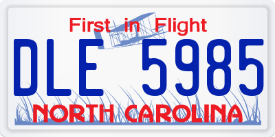 NC license plate DLE5985