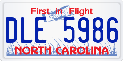 NC license plate DLE5986
