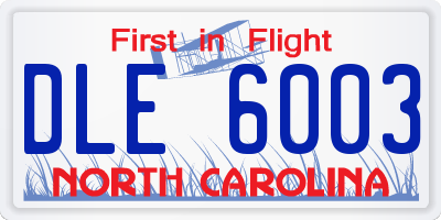 NC license plate DLE6003