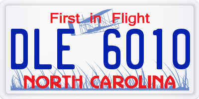 NC license plate DLE6010