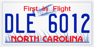 NC license plate DLE6012