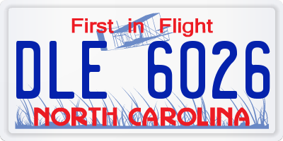 NC license plate DLE6026