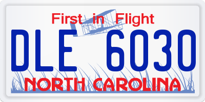NC license plate DLE6030