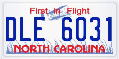 NC license plate DLE6031