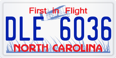 NC license plate DLE6036