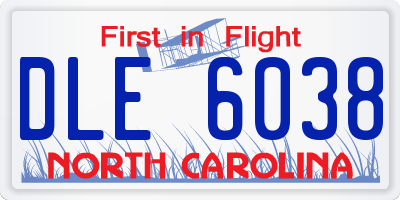 NC license plate DLE6038
