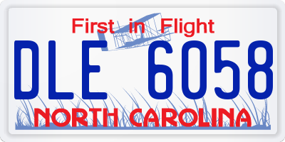 NC license plate DLE6058