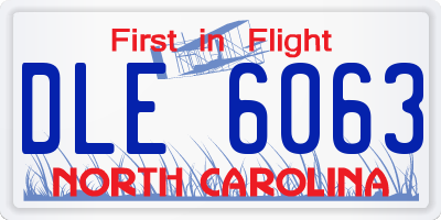 NC license plate DLE6063