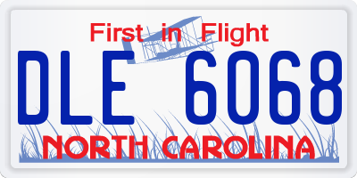 NC license plate DLE6068