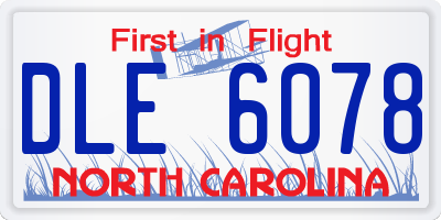 NC license plate DLE6078